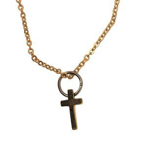 Tiny Gold Minimalist Vintage Cross Pendant Necklace